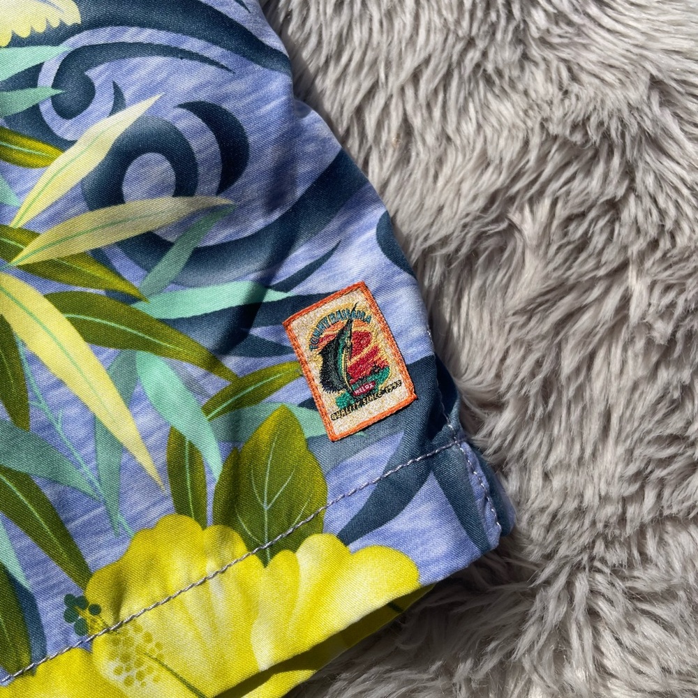Tommy Bahama Blue and Yellow Floral Swim Shorts men’s LARGE - Picture 2 of 4